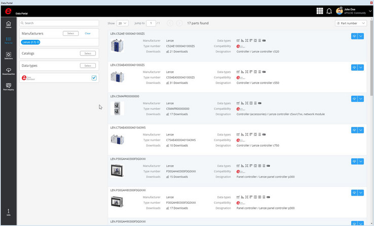 Bijvoorbeeld Lenze heeft componentgegevens geïntegreerd in EPLAN Data Portal - een aantal daarvan voldoen al aan de nieuwe EPLAN Data Standard.